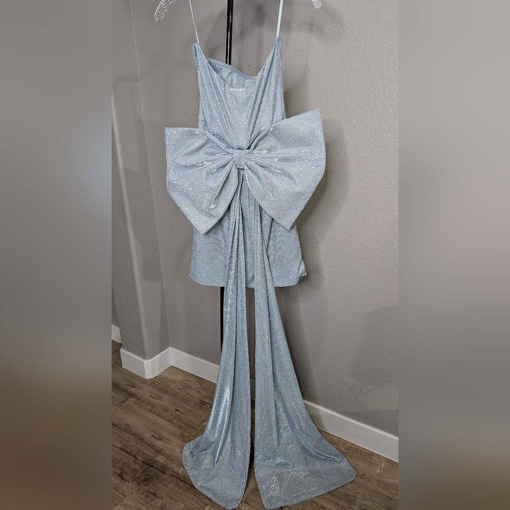 Windsor Glittering Silver Dress with Bow